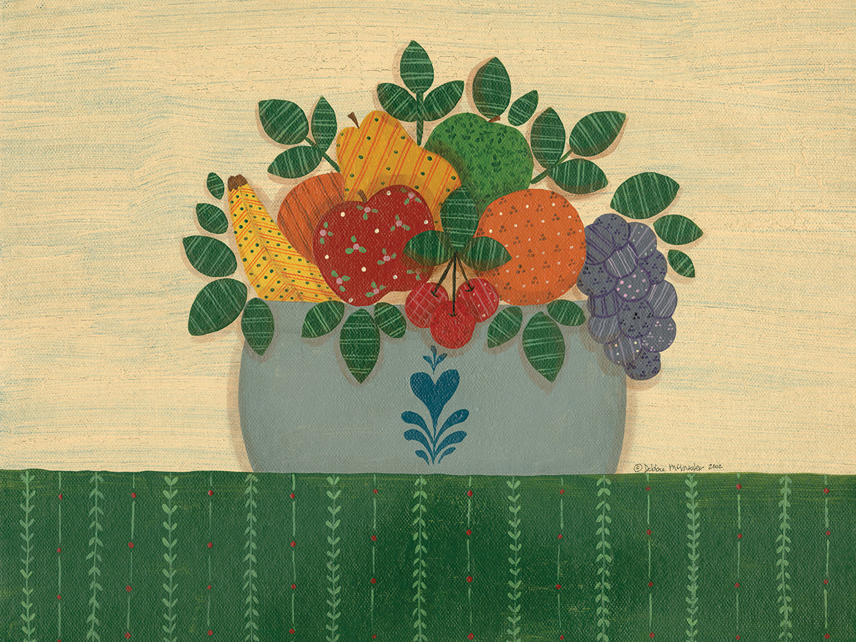 Fruit With Dark Green Tablecloth