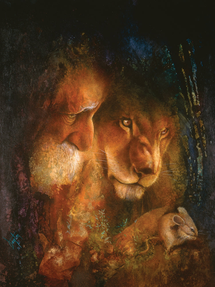 Lienzo El león y el ratón