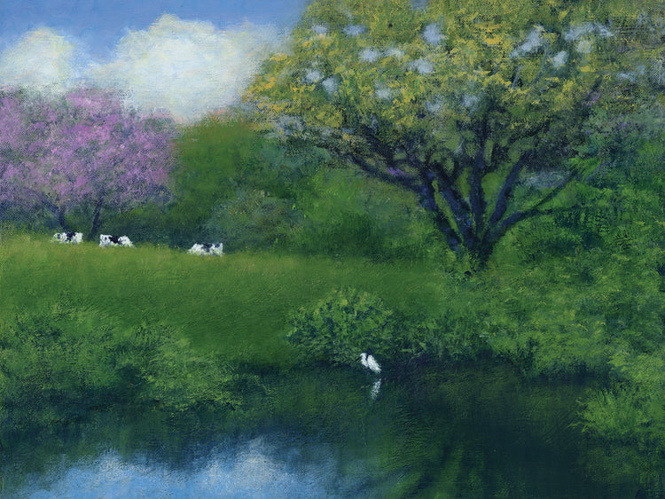 Arte de la lona de la escena del lago