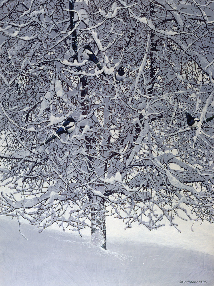 Snow Tree With Magpies