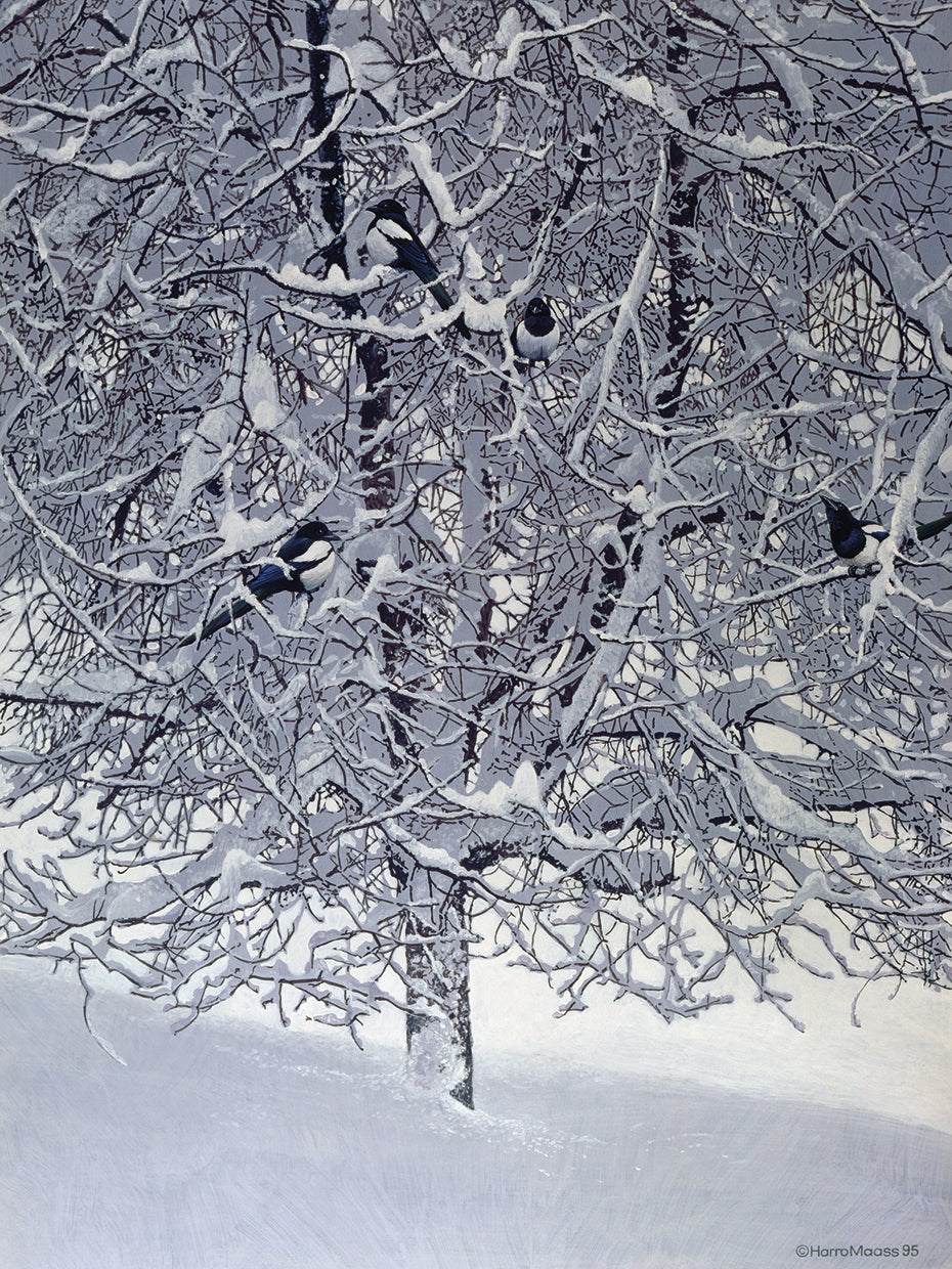Snow Tree With Magpies