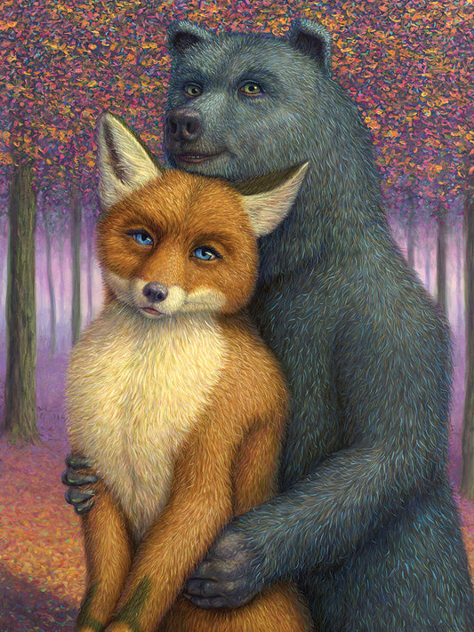 Fox and Bear Couple Canvas Art