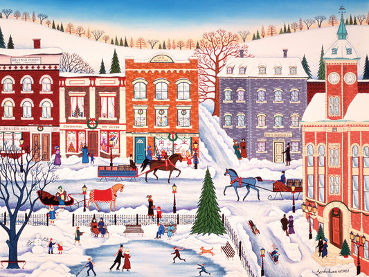 Skating In Town Canvas Art