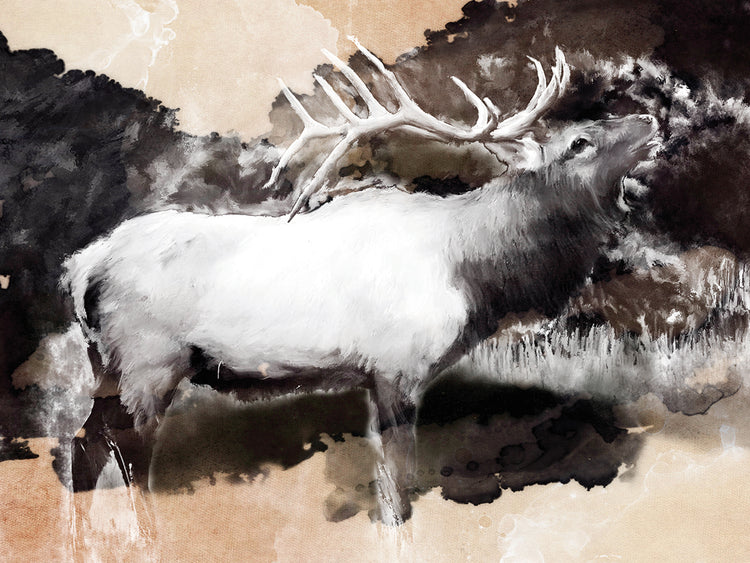 Arte de la lona de la llamada de los alces del bosque