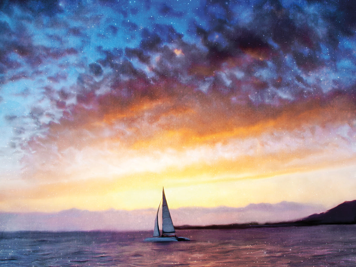 Solitary Sailboat Sunset