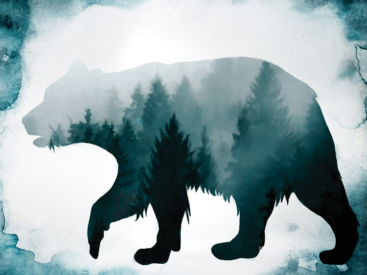 Arte de la lona de la silueta del oso azul de Moody