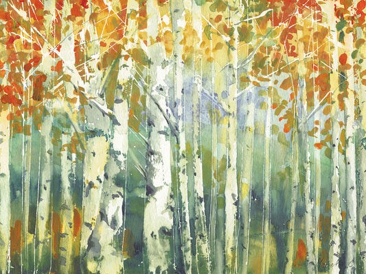 Abstract Birch Trees Warm Canvas Art