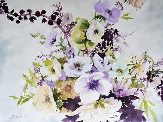 Purple Bouquet Canvas Art