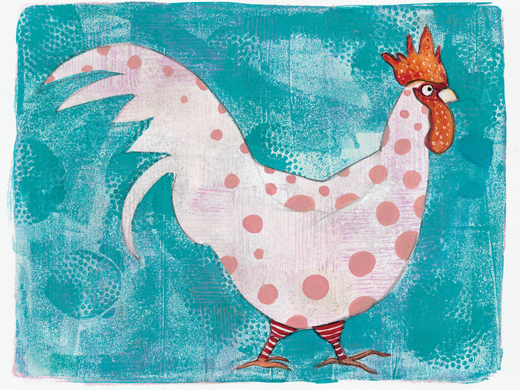 White Rooster With Red Socks