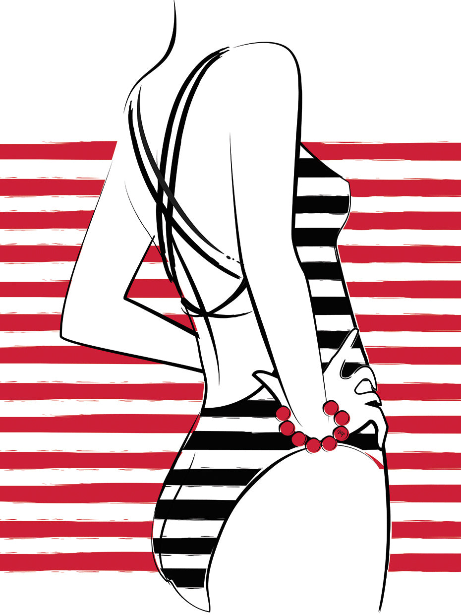 In stripes