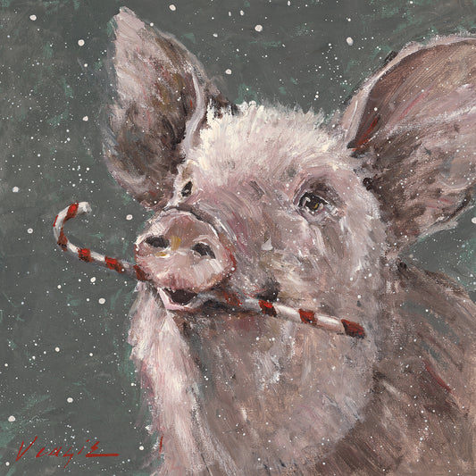 Teri the Christmas Pig Canvas Art