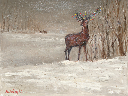 Deer in Snow Canvas Art