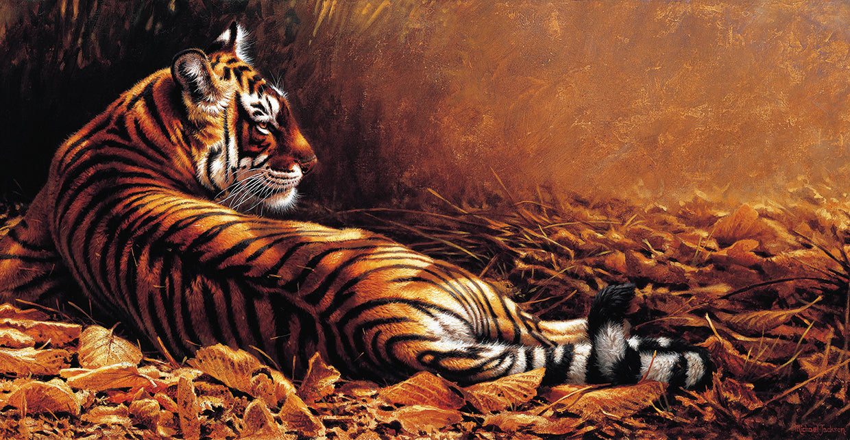 Arte de lienzo de tigre reclinado