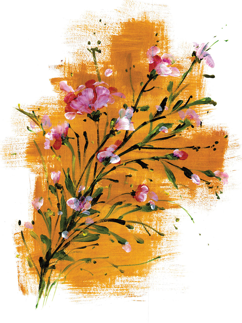 Pink Blossoms On Yellow