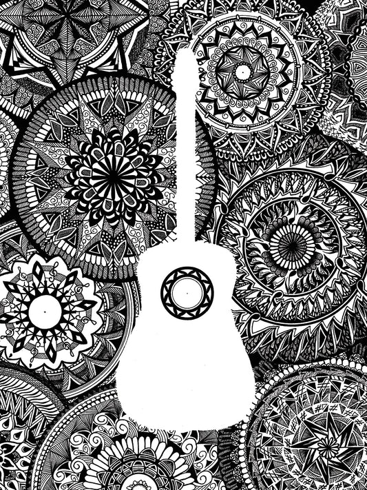 Guitar Mandala Page Canvas Print