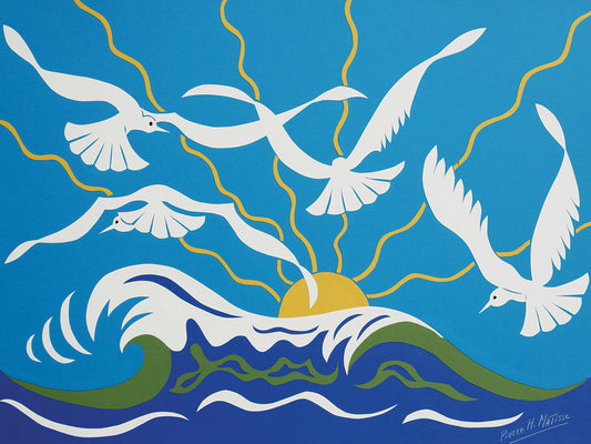White Doves Over the Ocean Canvas Art
