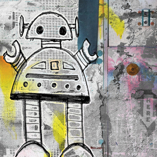 Girly Grunge Robot Canvas Print