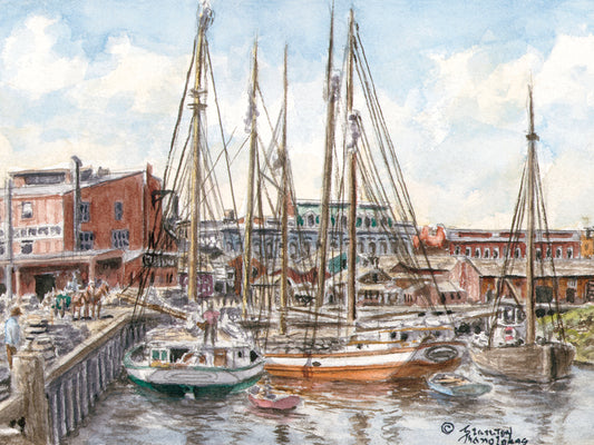 Crowded Dock Canvas Art