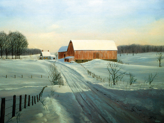 Path to the Red Barn and House Canvas Art