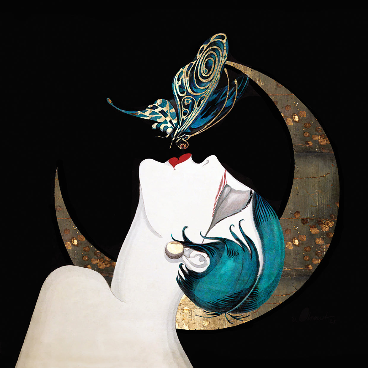 Butterfly Kiss Art Deco Woman