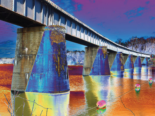Multicolor Rail Road Bridge Canvas Art
