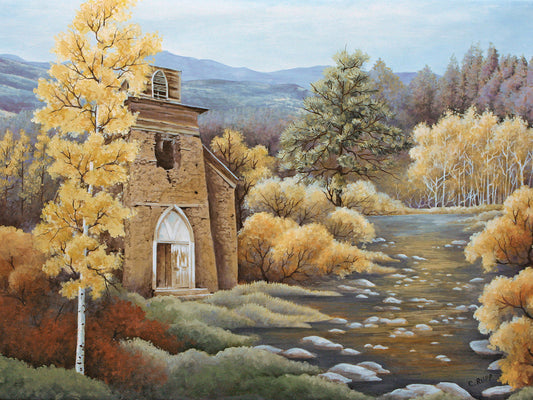 Church by the Creek Canvas Art