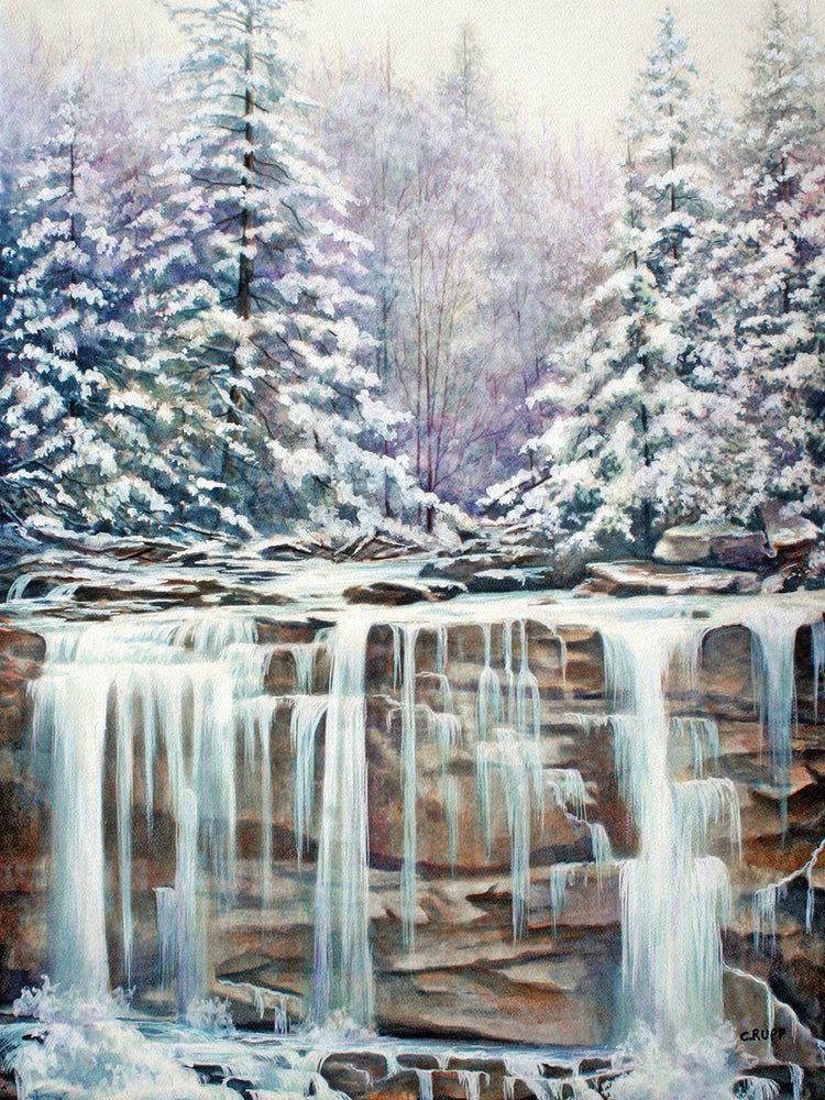 Arte de la lona de las caídas del invierno
