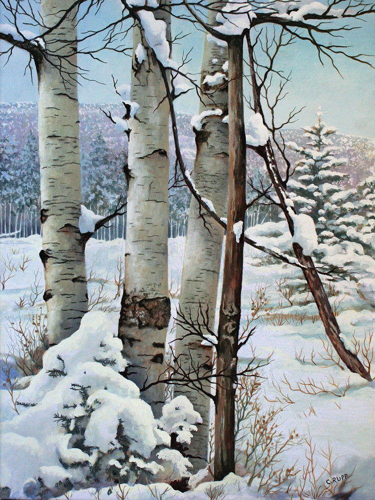 Nieve de invierno con arte en lienzo de Aspen