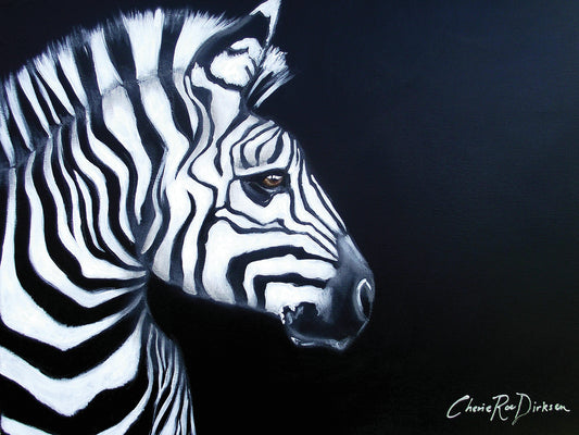 Zebra On Black Canvas Art