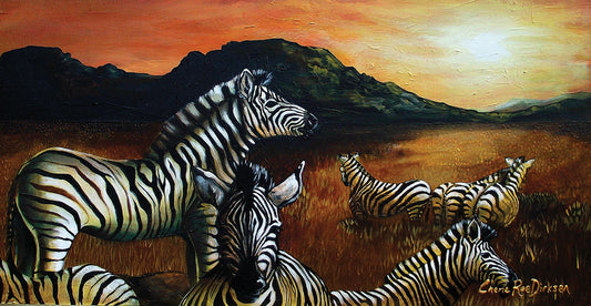 Zebra Sunset Canvas Art