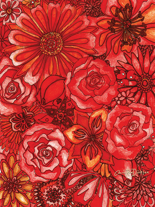 Red Flower Collage Canvas Art