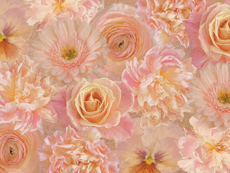 Cuadro Flores Albaricoque-Rosa Lienzo