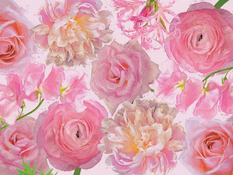 Pared Flores Rosa-Rosa Lienzo Arte