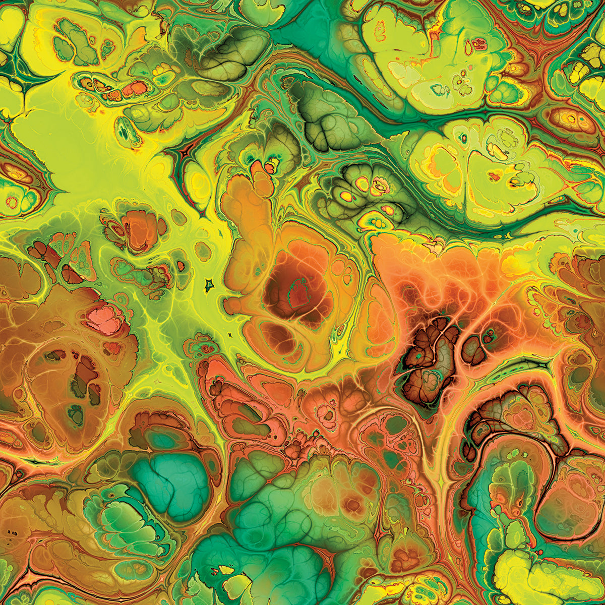 Abstract Fractals Yellow, Orange And Green