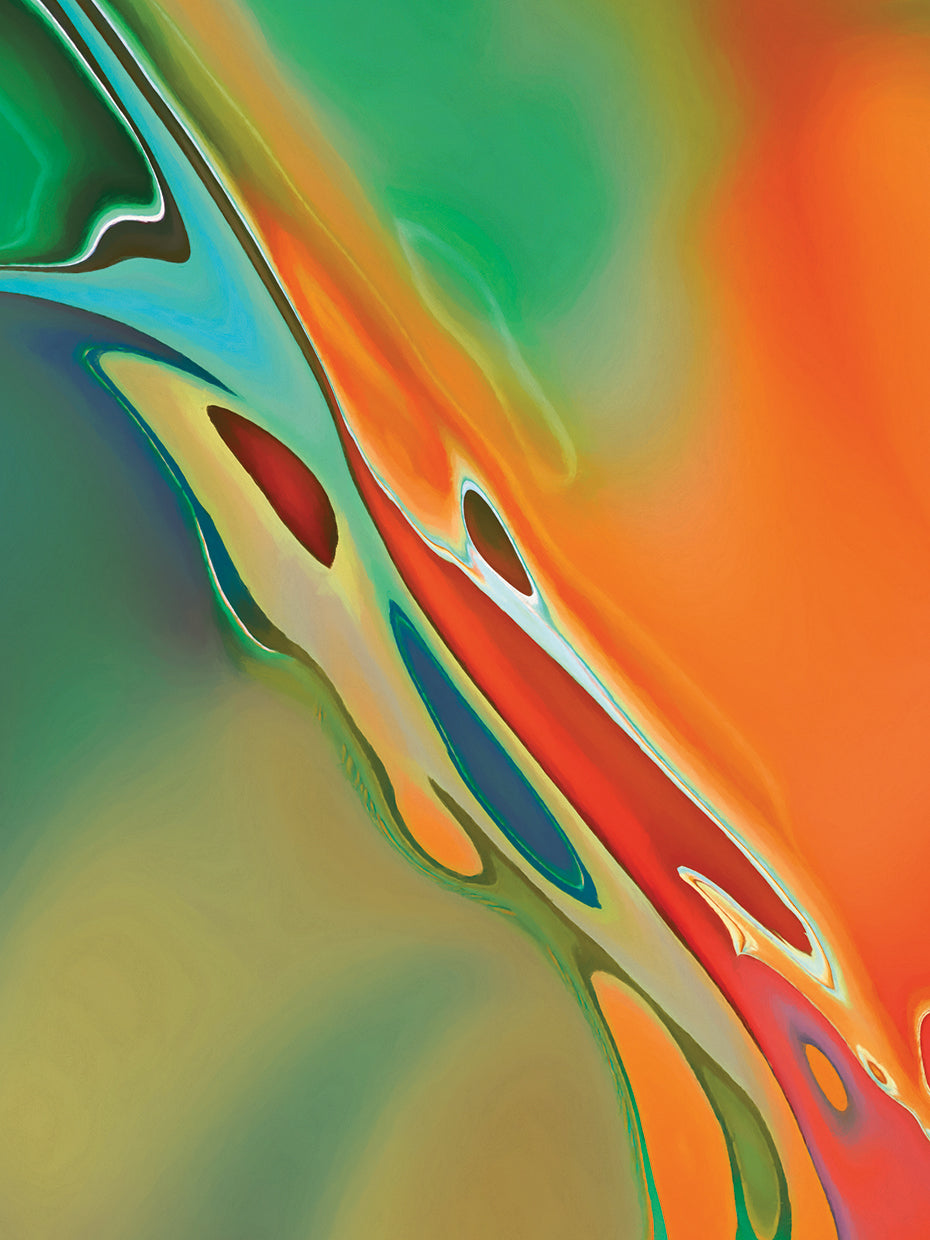 Organic Abstract Orange And Olive Green