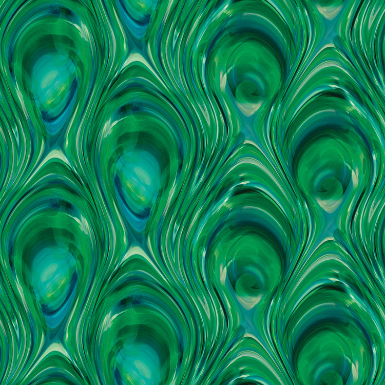 Watercolor Peacock Pattern Green