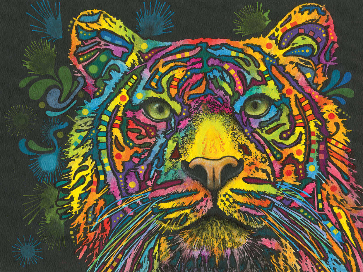 Tiger by Dean Russo - larger sizes handcrafted wall art work on large canvas & framed canvas prints