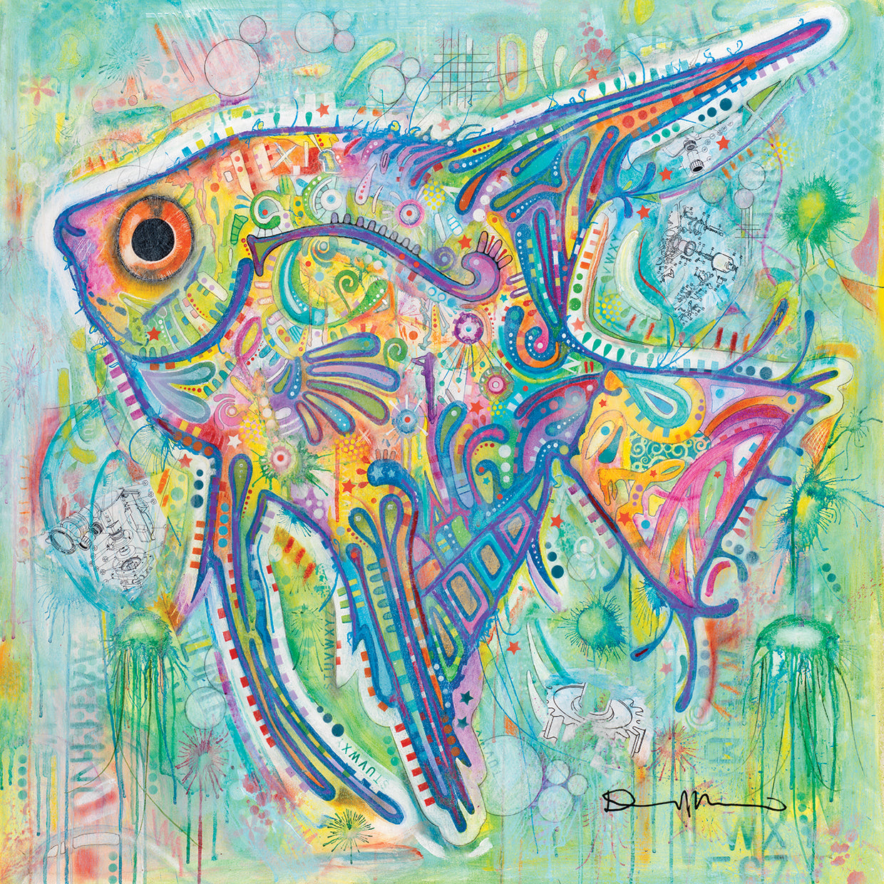 Angel by Dean Russo  - handcrafted wall art work on large canvas & framed canvas prints, made to order