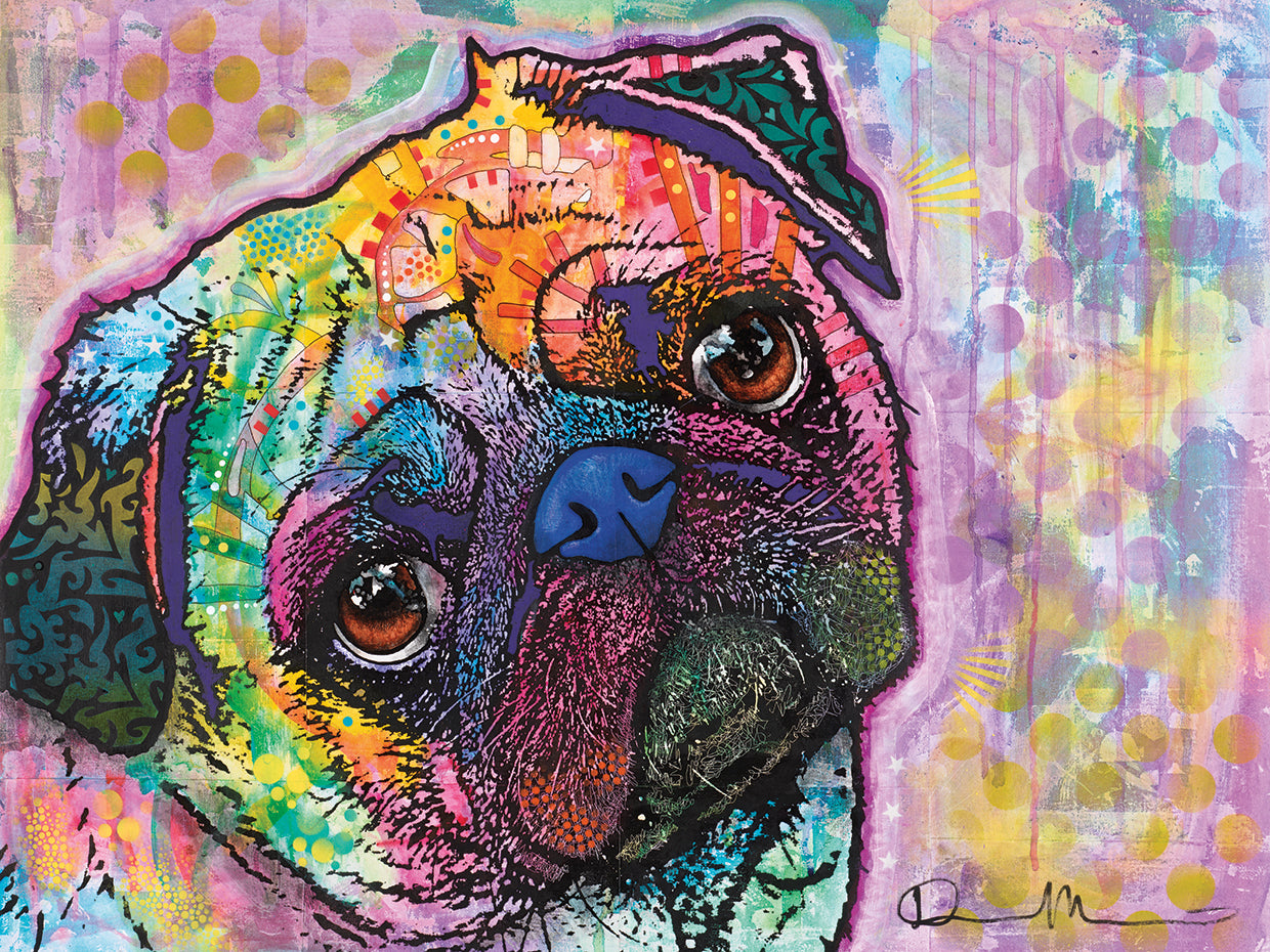 Pug Love by Dean Russo  - lowest price wall art work on large canvas & framed canvas prints