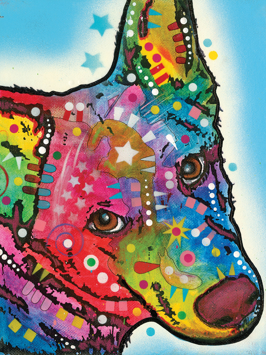 Aussie Sheep Dog by Dean Russo - larger sizes handcrafted wall art work on large canvas & framed canvas prints