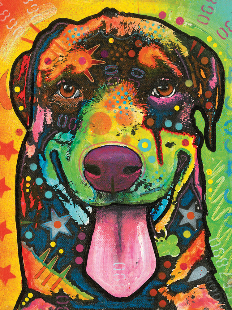 Rottie Pup by Dean Russo - top quality wall art work on large canvas & framed canvas prints