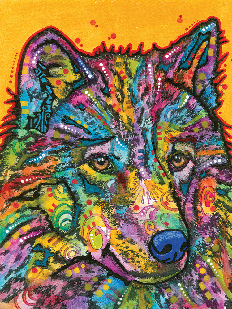 Wolf 2 by Dean Russo - handcrafted wall art work on large canvas & framed canvas prints, made to order