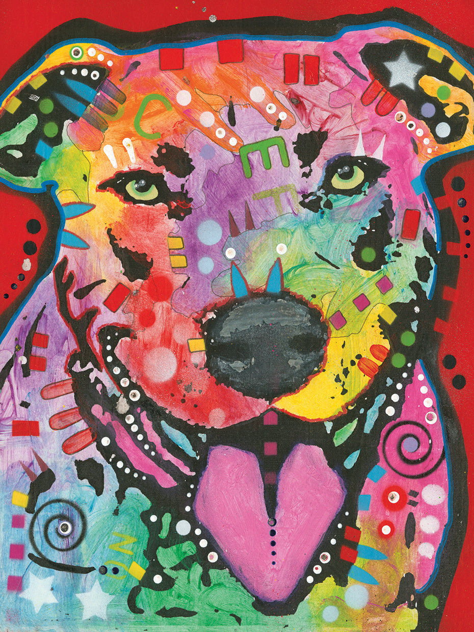 Pit Bull Lick by Dean Russo - best quality handcrafted wall art work on large canvas & framed canvas prints