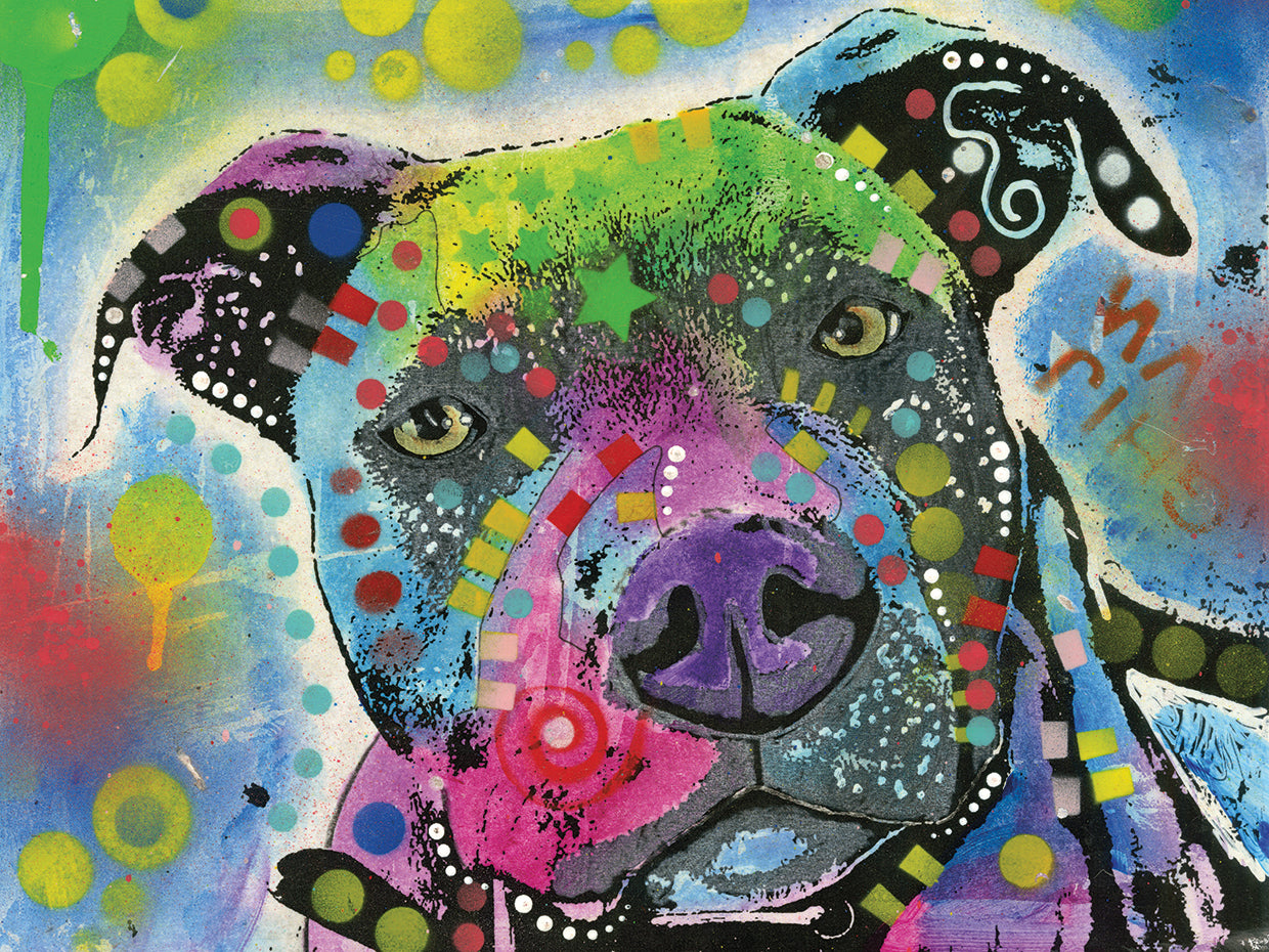 Pit Bull's mix it up by Dean Russo - best quality handcrafted wall art work on large canvas & framed canvas prints