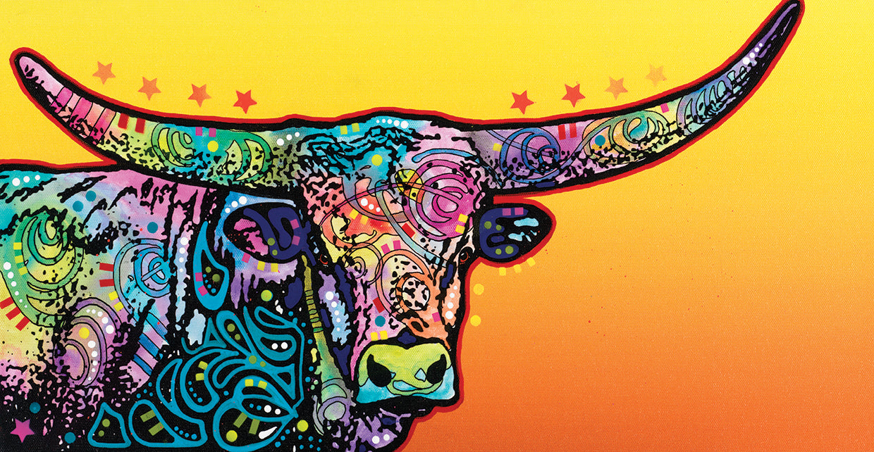 Longhorn - highest quality handcrafted wall art work on large canvas & framed canvas prints by Dean Russo 