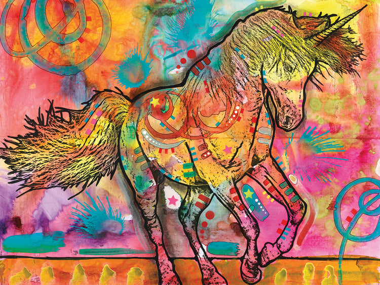 Unicorn of Love - highest quality handcrafted wall art work on large canvas & framed canvas prints by Dean Russo 