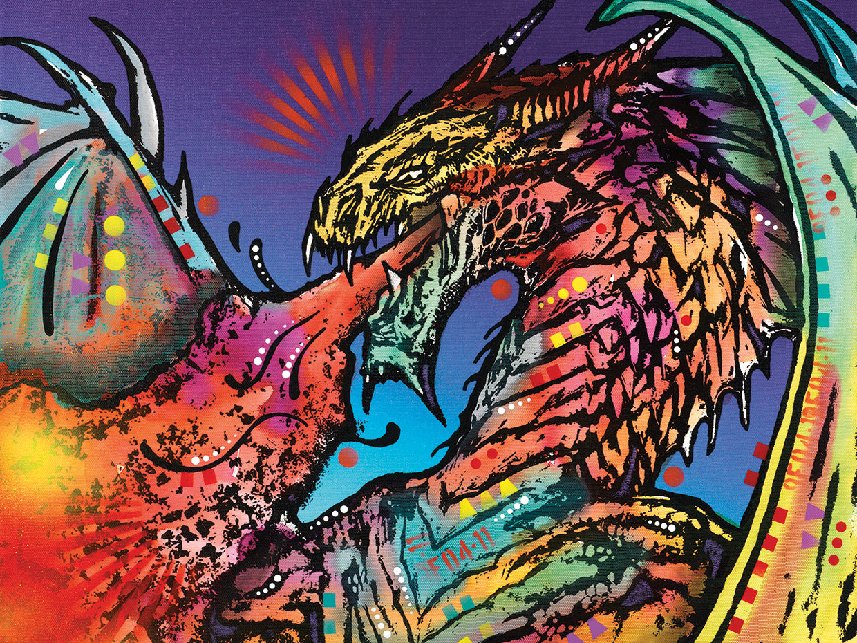 Dragon Fire - highest quality handcrafted wall art work on large canvas & framed canvas prints by Dean Russo 
