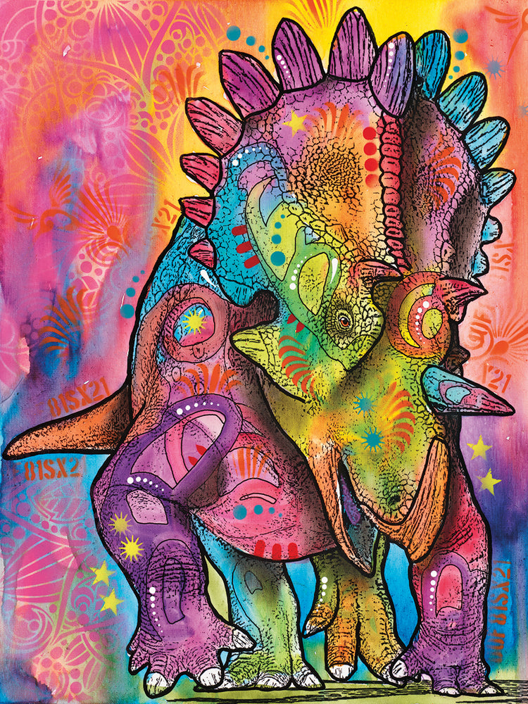 Triceratops - highest quality handcrafted wall art work on large canvas & framed canvas prints by Dean Russo 