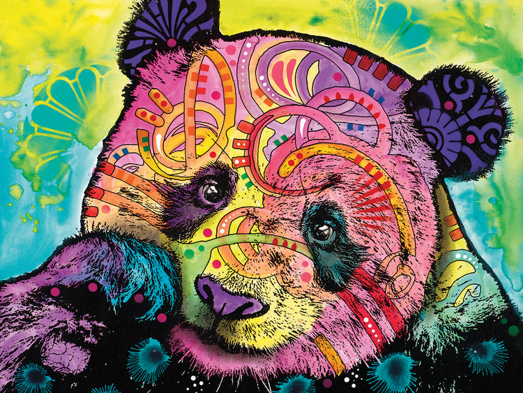 Psychedelic Panda - highest quality handcrafted wall art work on large canvas & framed canvas prints by Dean Russo 