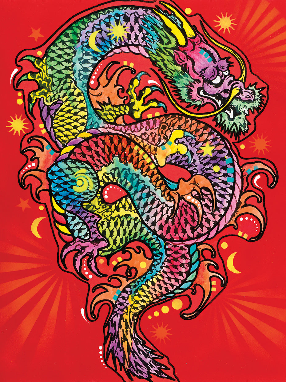 Red Dragon - highest quality handcrafted wall art work on large canvas & framed canvas prints by Dean Russo 
